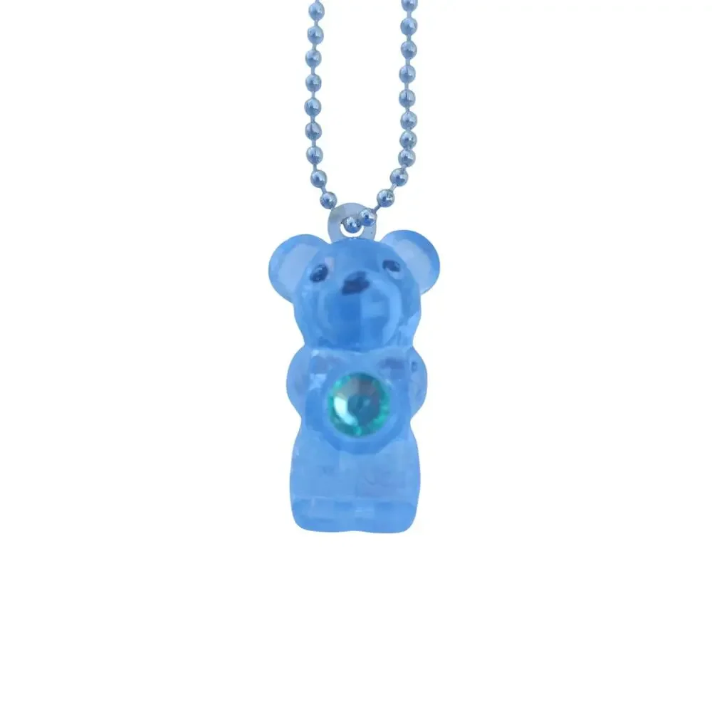 A&A Prism Teddy Bear Blue Plastic Keychain Rhinestone Bag Charm Zipper Pull Toy